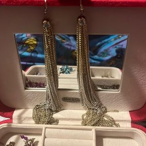 Gold tinted dangle earrings